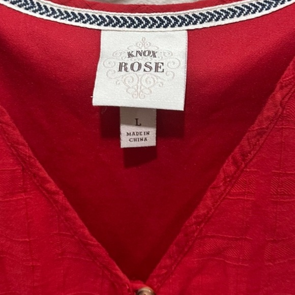 Knox Rose Red eyelet V-Neck dress size Large - Picture 4 of 5